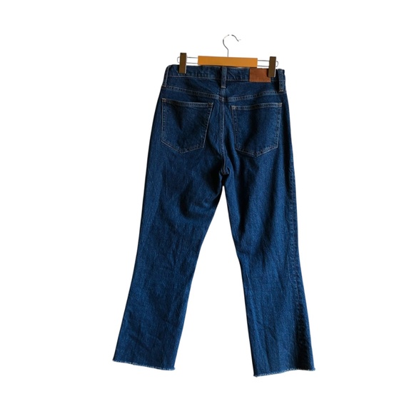 J.Crew Billie Demi Boot Crop Jeans Size 27 Dark Wash Frayed Hem Kicked Leg - Picture 7 of 15